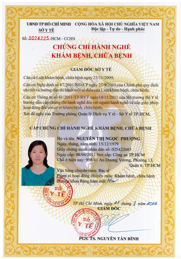 Chứng chị hành nghề bs nguyễn thị ngọc phượng